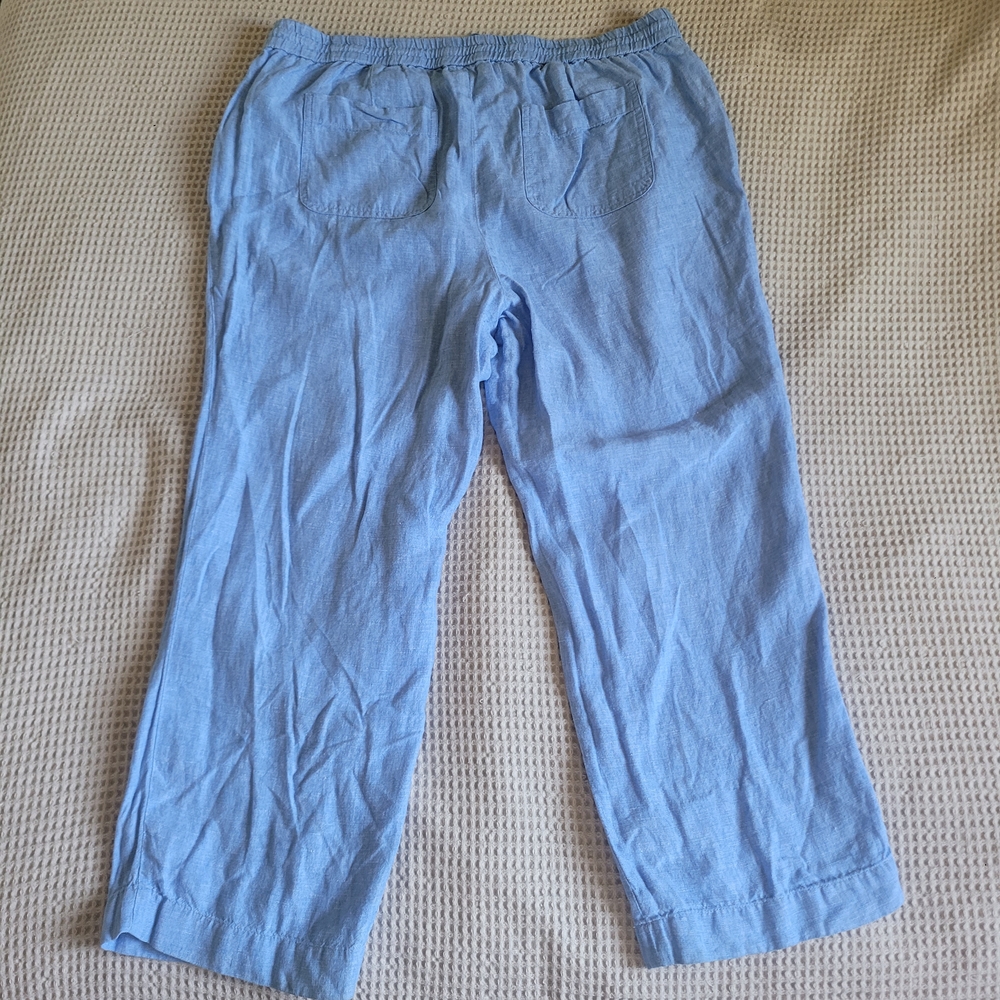 Talbots 100% Linen Sky Blue Wide Leg Pants 2XL Petite - Picture 5 of 13